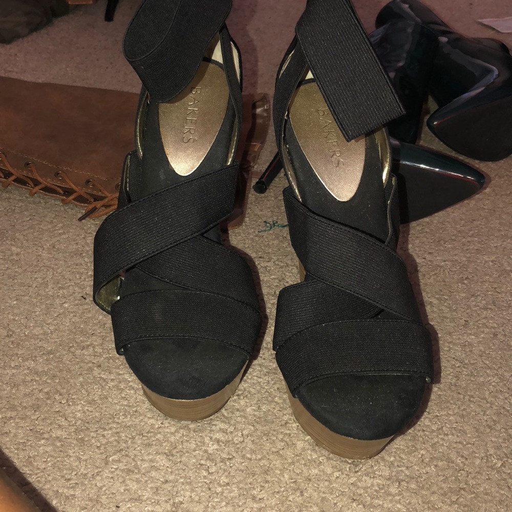 Black strap heels